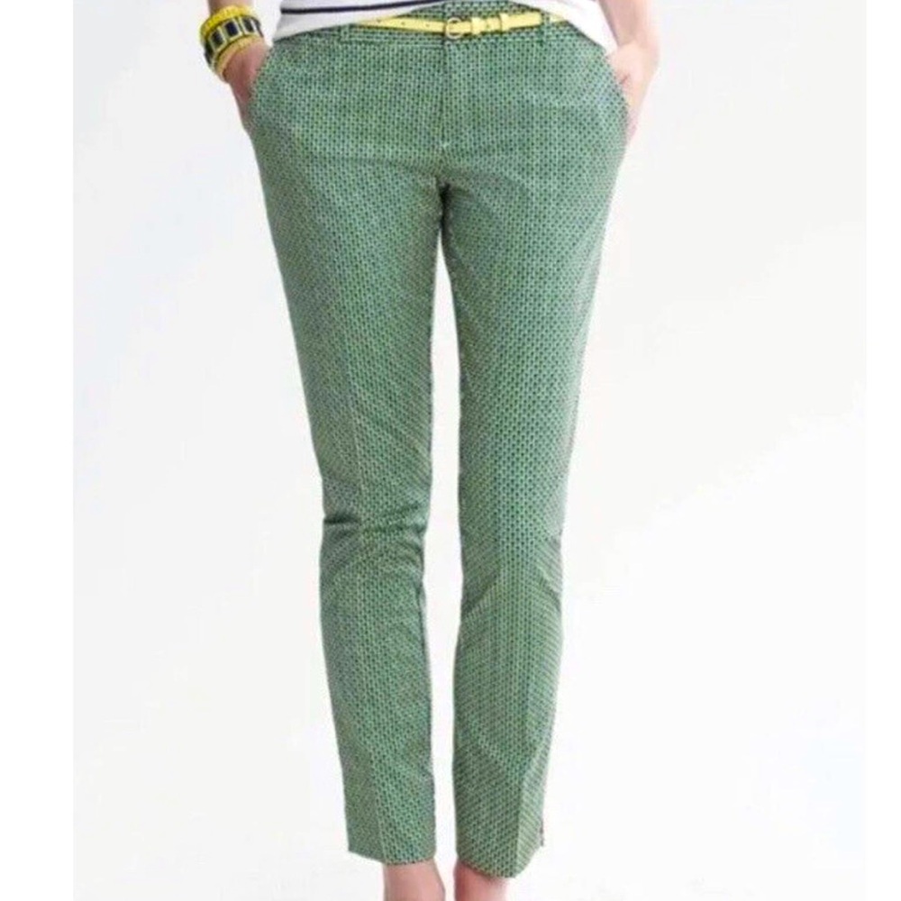 Banana Republic Sloan Green Black Dot Pants           Sz 0